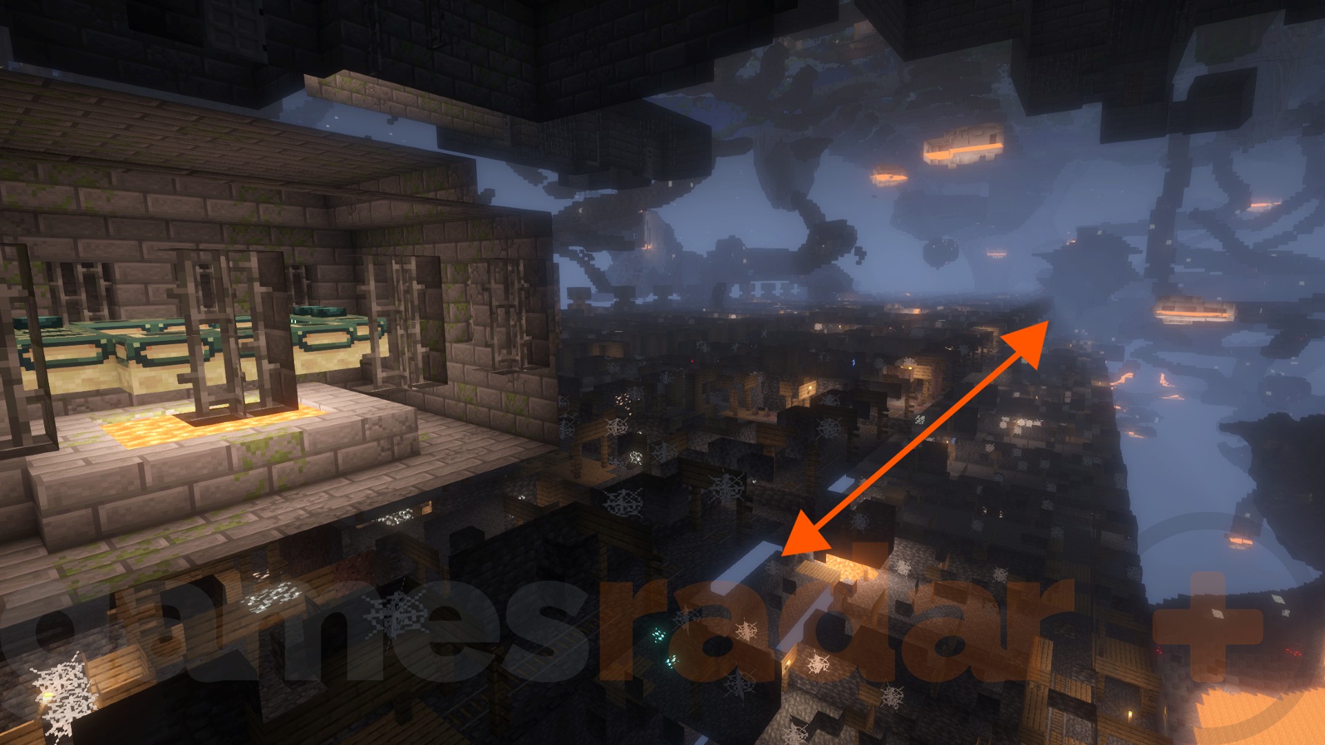 An infinite mineshaft stretches out into the horizon in one of the best Minecraft seeds for Java edition.