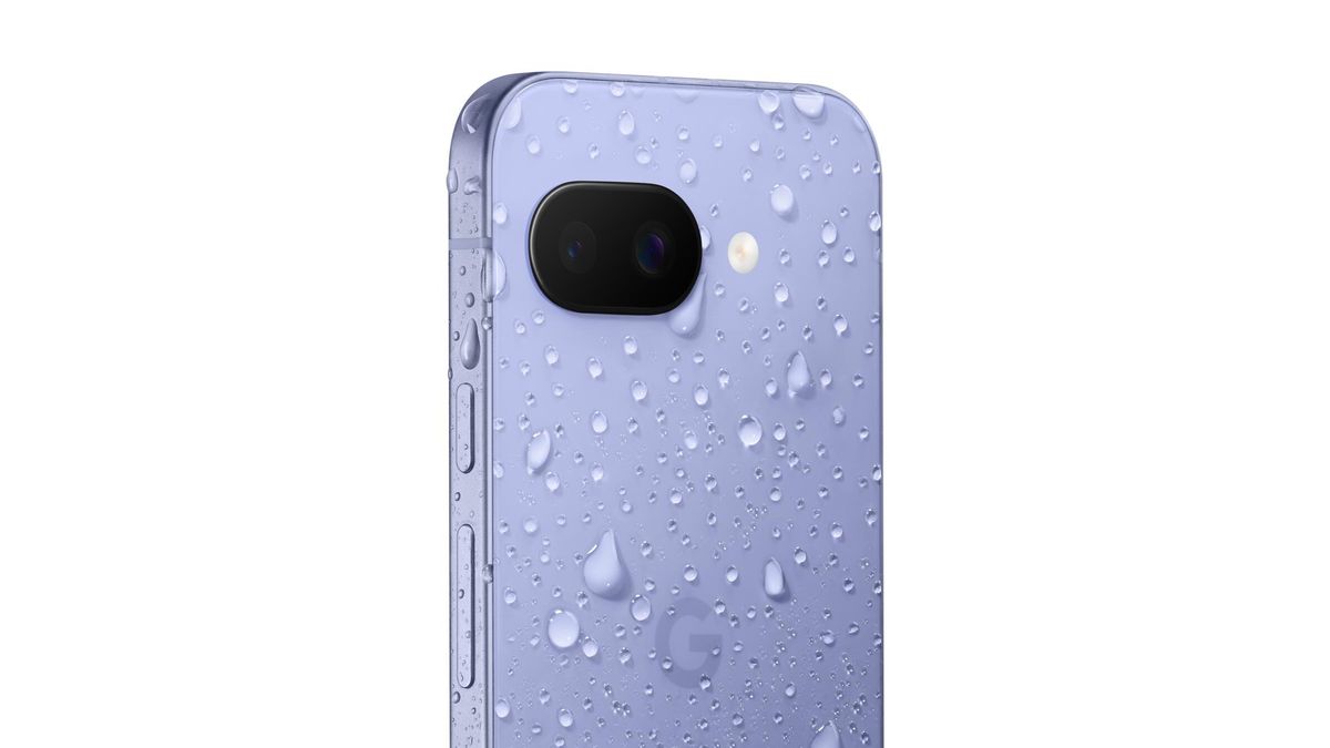 Render of a wet Google Pixel 9a