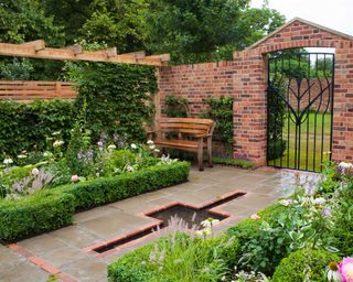 patio with water feature