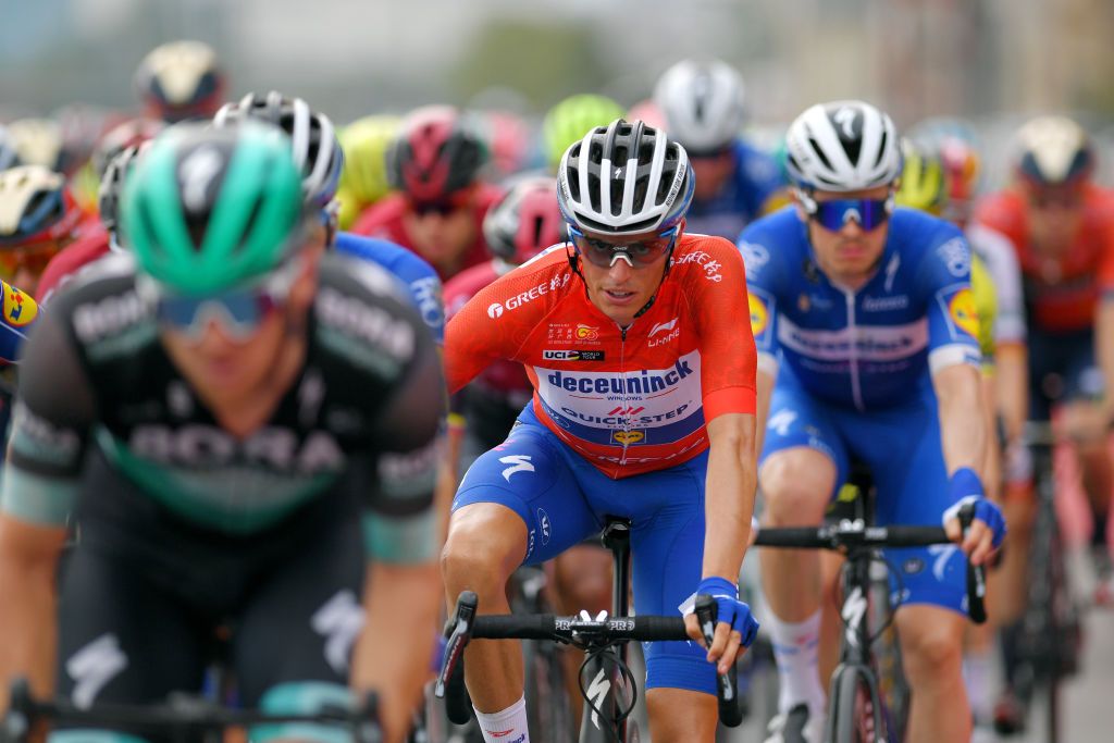 Race leader Enric Mas in the peloton