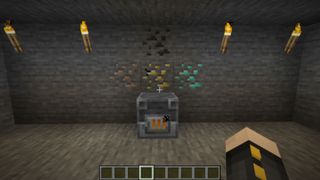 Minecraft Blast Furnace - a variety of ores around a blast furnace