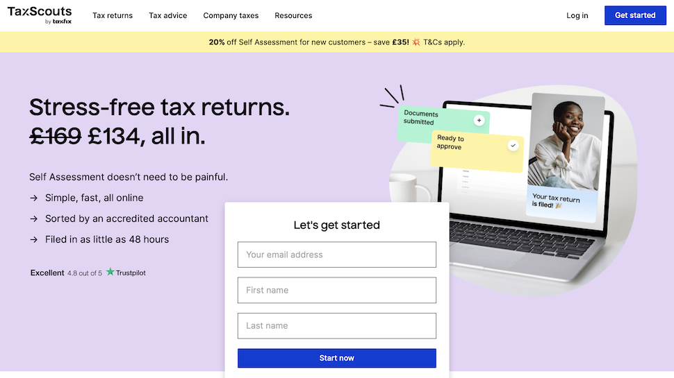 TaxScouts website screenshot August 2025