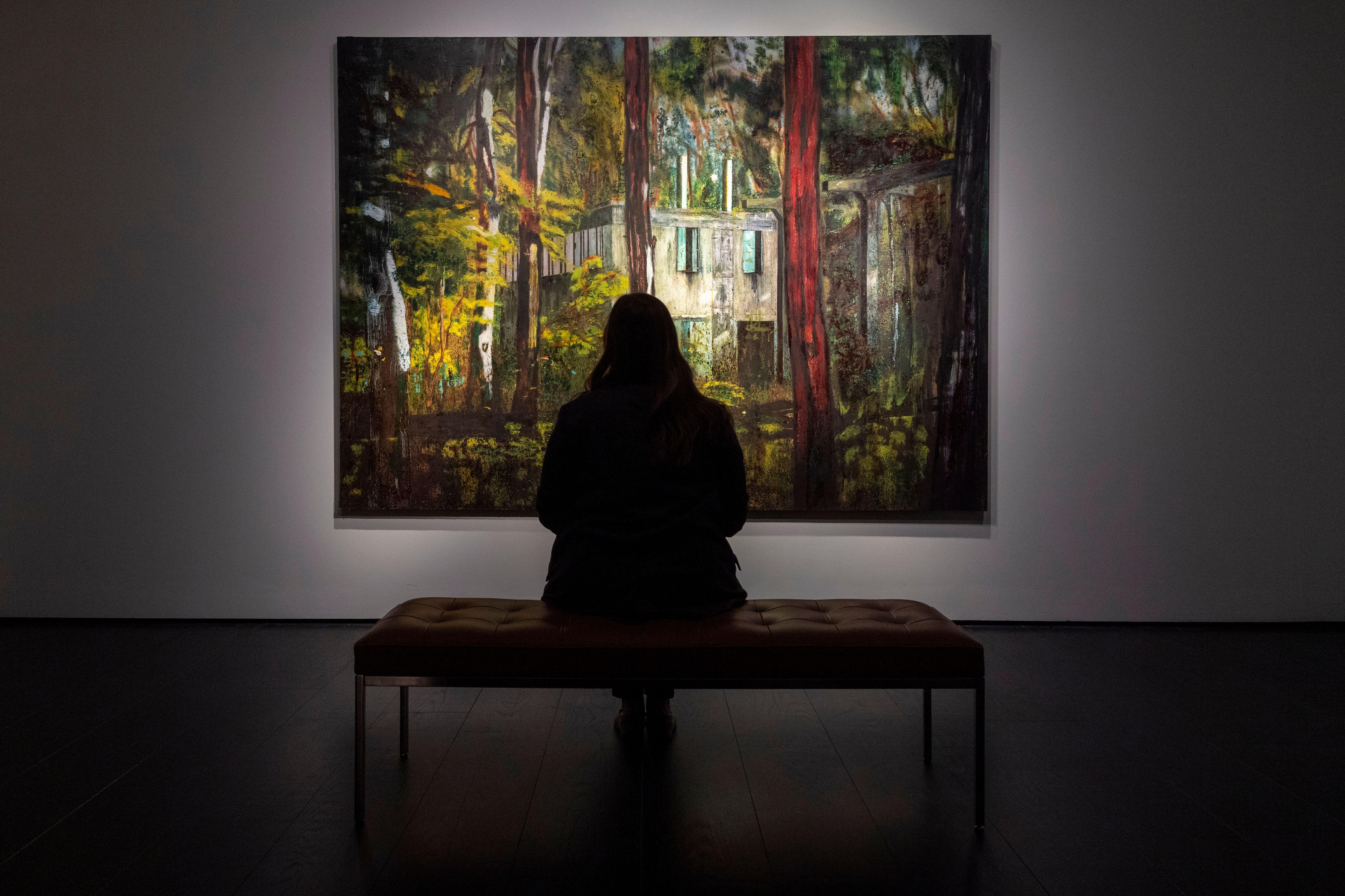 A painting titled 'Boiler House' (1993) by artist Peter Doig