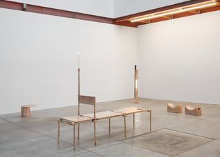 copper furniture by Nifemi Marcus-Bello installed at Marta gallery in LA