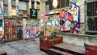 Panke art cafe courtyard with graffiti