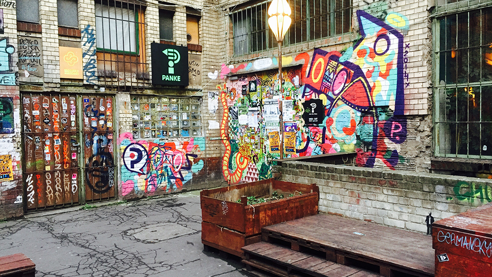 Panke art cafe courtyard with graffiti