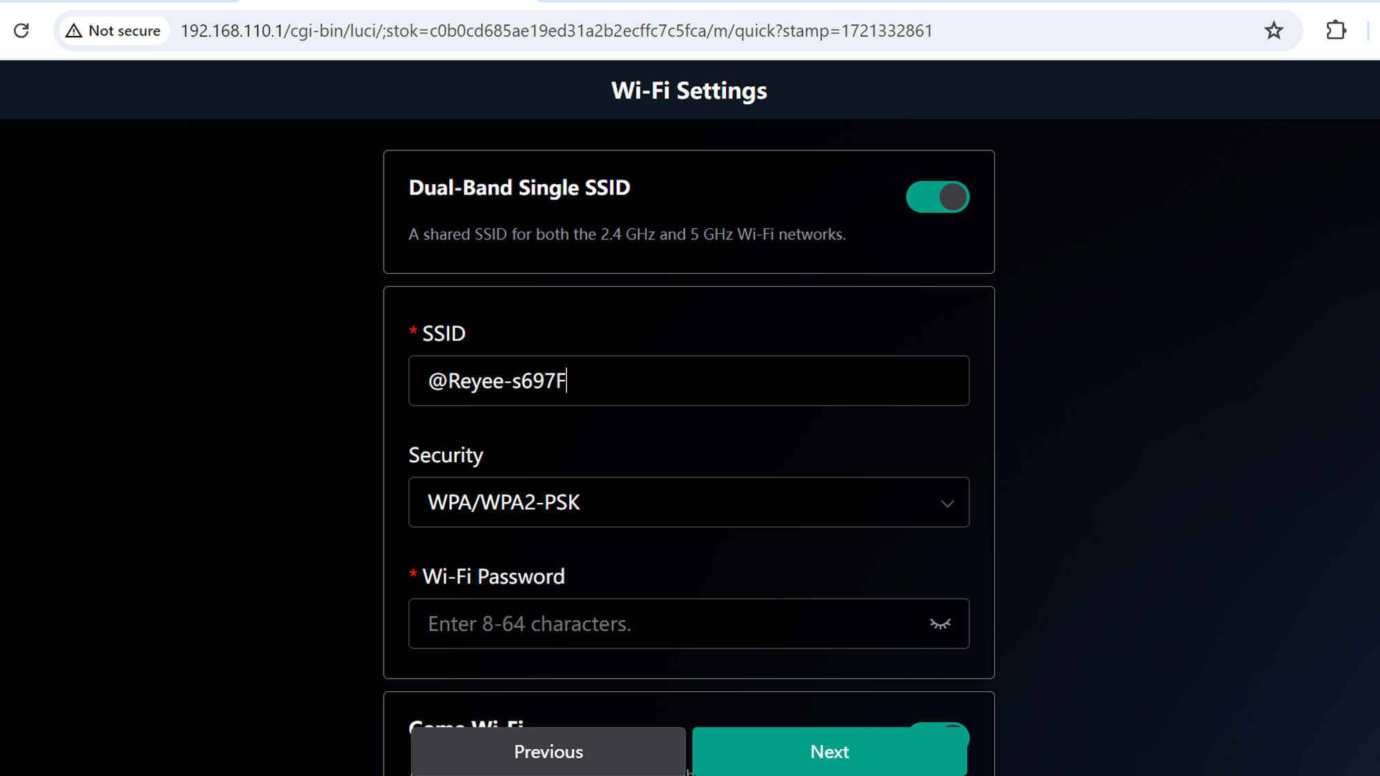 Screenshot of Reyee RG-E6 installation process