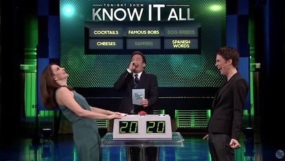 Tina Fey beats Rachel Maddow in a Tonight Show game show
