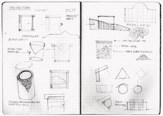 A double page from a sketch book featuring drawing.