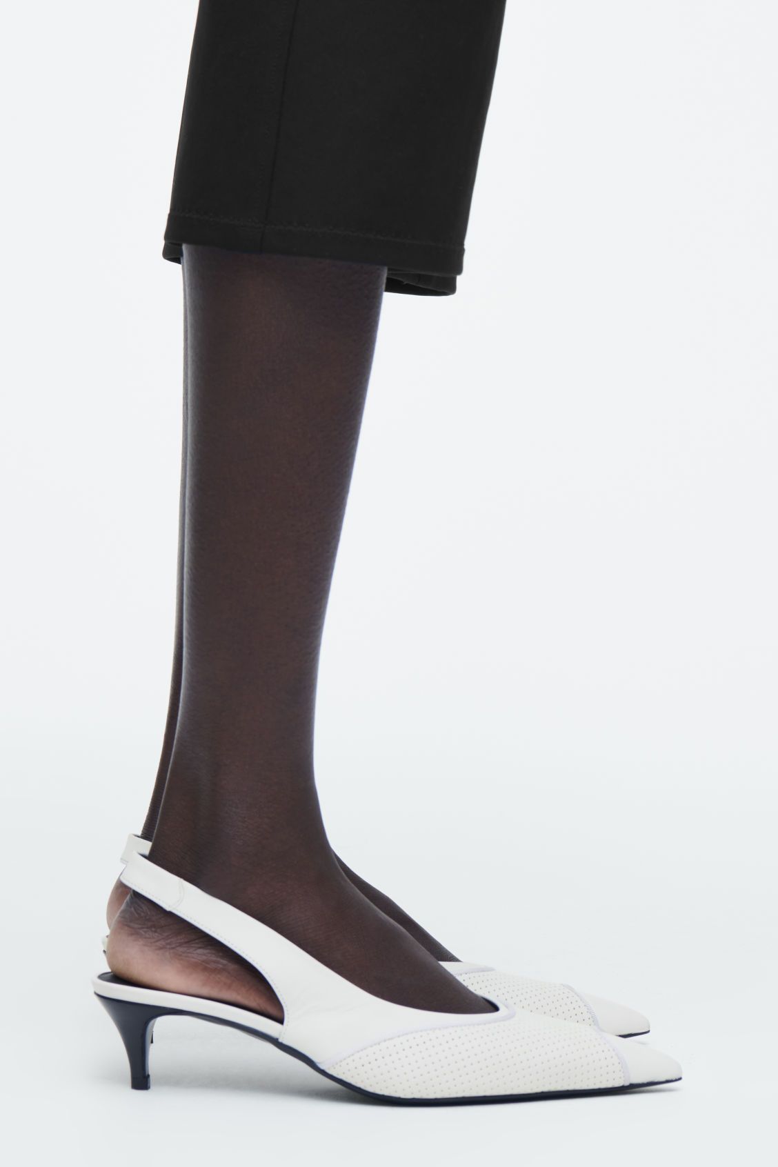 Perforated Leather Slingback Heels