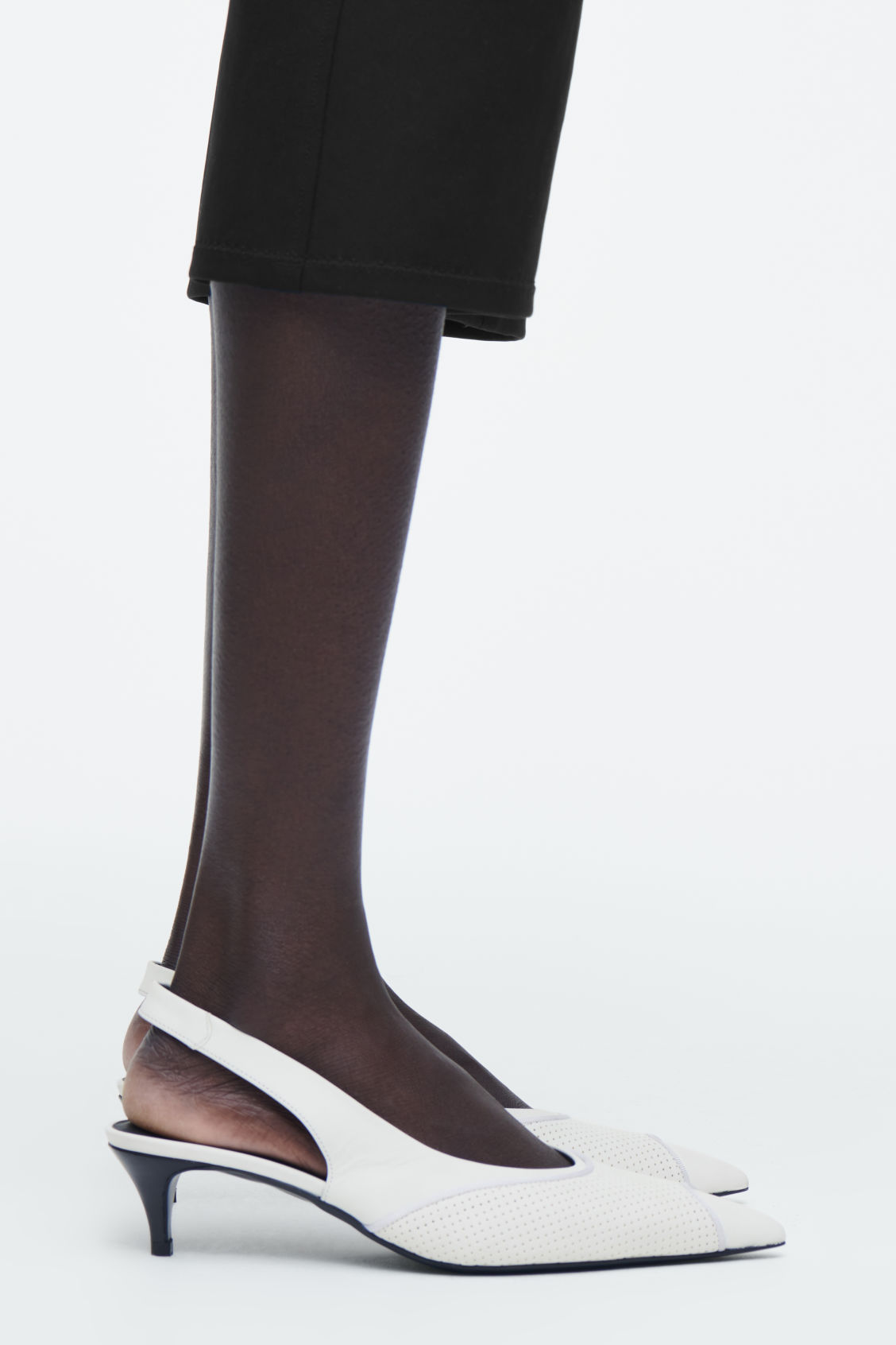 Perforated Leather Slingback Heels