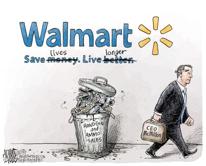 Editorial Cartoon U.S. Walmart Save Lives Live Longer No Gun Sales