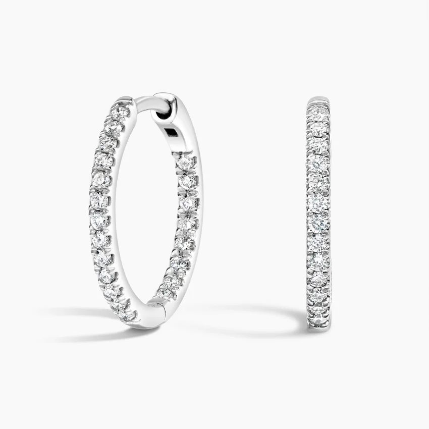 Brilliant Earth, Extra Small Perfect Hoop Lab Diamond Earrings in 14K White Gold