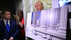President Donald Trump shows mockup of White House ballroom