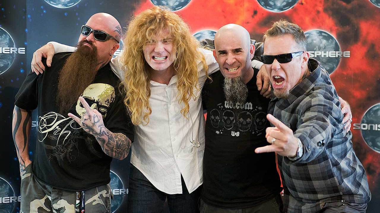 The Big 4 of thrash: Slayer’s Kerry King, Megadeth’s Dave Mustaine, Anthrax’s Scott Ian, Metallica’s James Hetfield