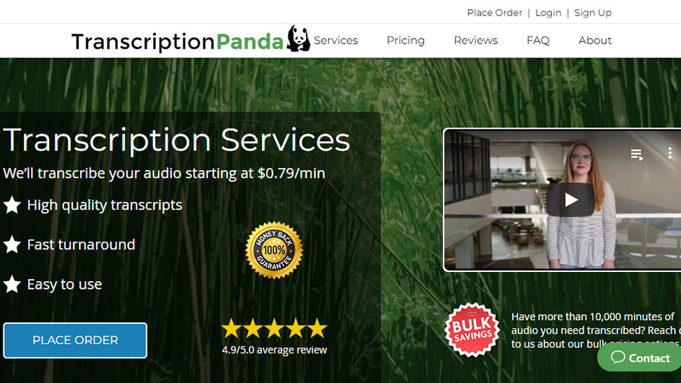 Website screenshot for Transcription Panda
