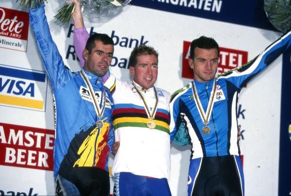 The 1998 podium in Valkenburg: Peter Van Petegem, Oscar Camezind and Michele Bartoli