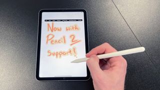 Apple iPad mini 6th Gen review, with Apple Pencil being used for note taking, and the text highlighted to show the ability to copy handwriting