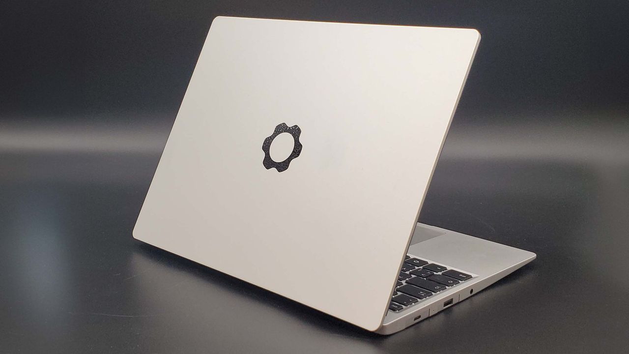 Framework 13 laptop on a dark grey background