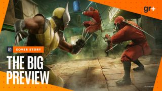 Wolverine fights The Hand in Marvel's Wolverine for PS5, with the orange GamesRadar Big Preview frame