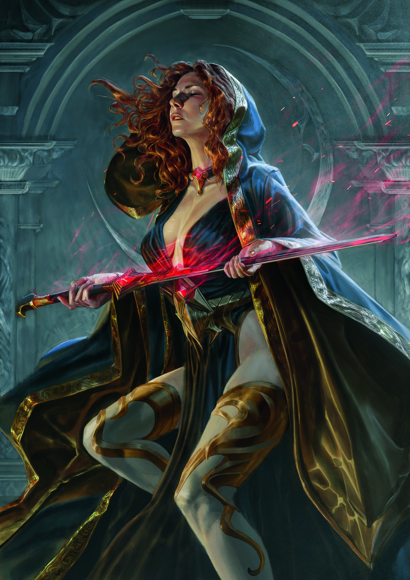 Digital artwork showing a female sorceress