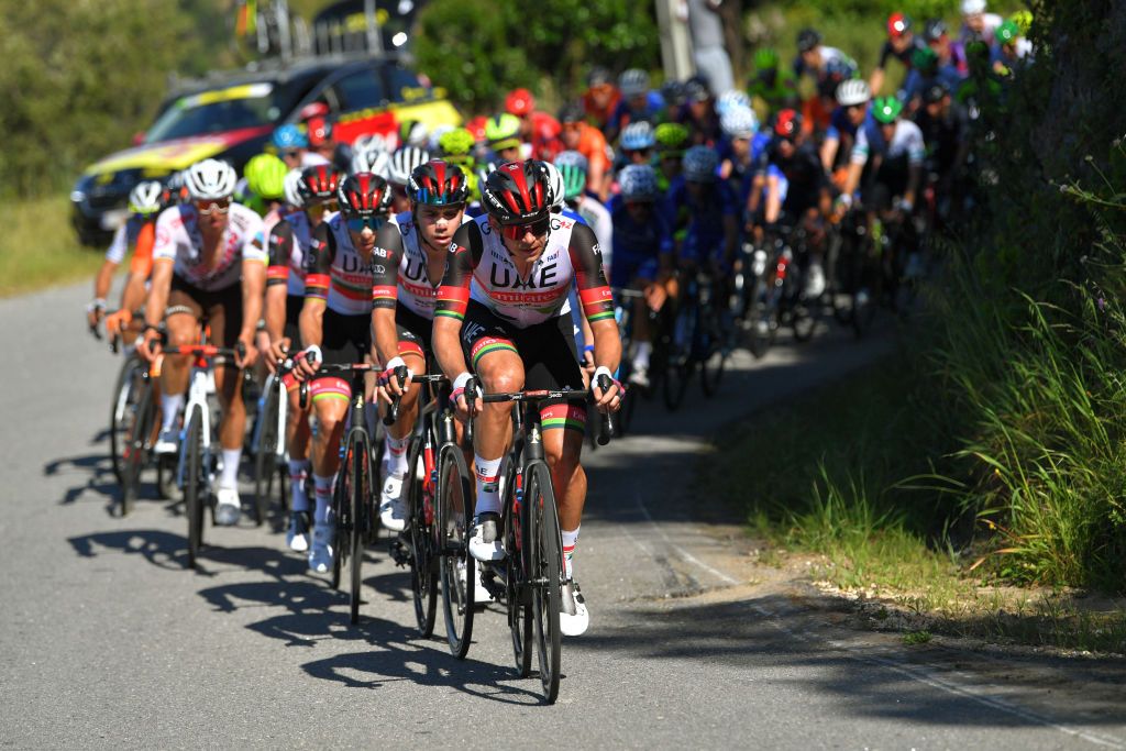 FOIA PORTUGAL MAY 06 Ryan Gibbons of South Africa and UAE Team Emirates during the 47th Volta Ao Algarve 2021 Stage 2 a 1828km stage from Sagres to Fia 890m VoltAlgarve VAlgarve2021 on May 06 2021 in Fia Portugal Photo by Luc ClaessenGetty Images