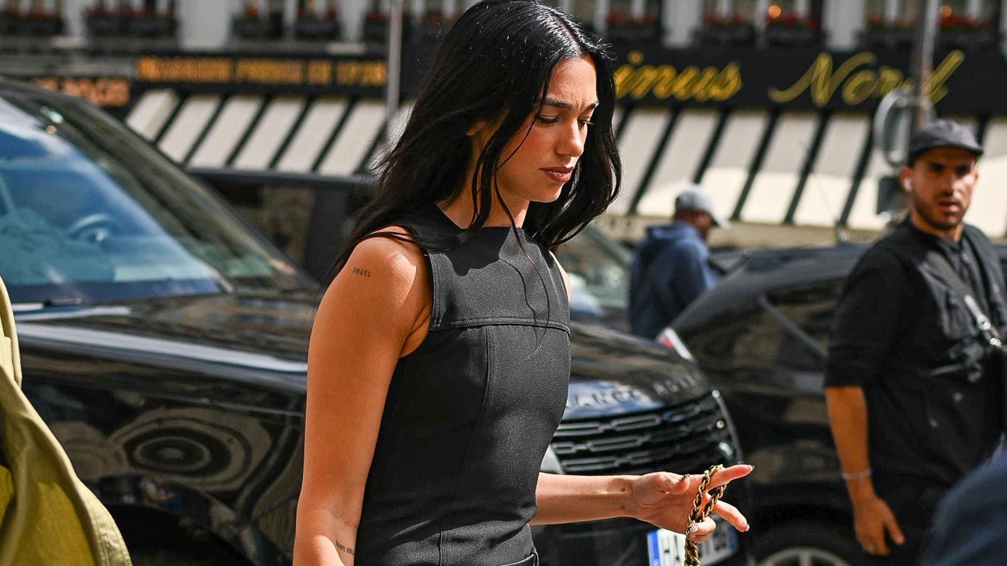 Dua Lipa entering Gare du Nord in Paris after fashion week.