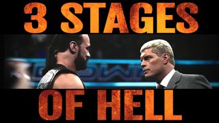Screenshot of the Hype Package trailer for Drew McIntyre Vs Cody Rhodes in a 3 Stages of Hell match