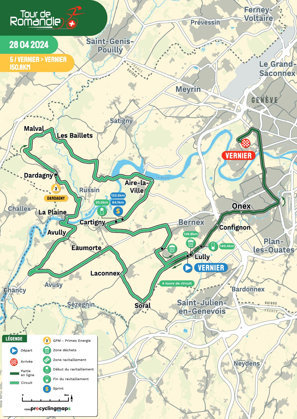 Stage 5 map of 2024 Tour de Romandie