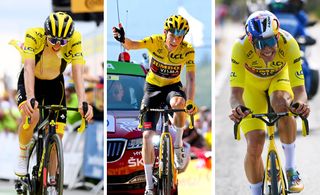 FOIX, FRANCE - JULY 19: Tadej Pogacar of Slovenia and UAE Team Emirates - White Best Young Rider Jersey attacks to Jonas Vingegaard Rasmussen of Denmark and Team Jumbo - Visma - Yellow Leader Jersey during the 109th Tour de France 2022, Stage 16 a 178,5km stage from Carcassonne to Foix / #TDF2022 / #WorldTour / on July 19, 2022 in Foix, France. (Photo by Dario Belingheri/Getty Images)