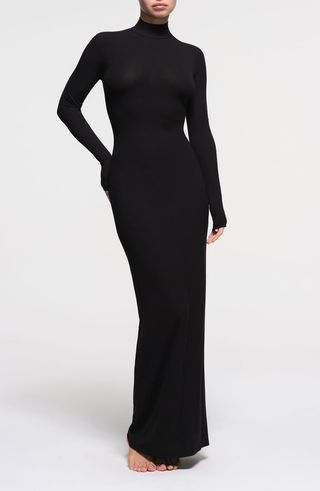 Soft Lounge Mock Neck Long Sleeve Maxi Dress