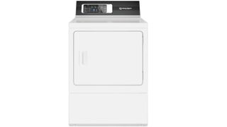 A white Speed Queen dryer on a white background