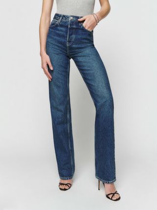 Jeans longo reto de cintura alta Cynthia