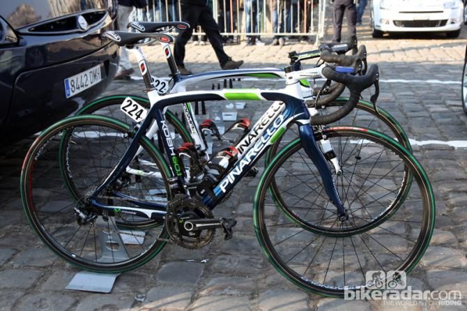Movistar used Pinarello Dogma Ks - and the older KOBH 60.1 - for its run at Paris-Roubaix.