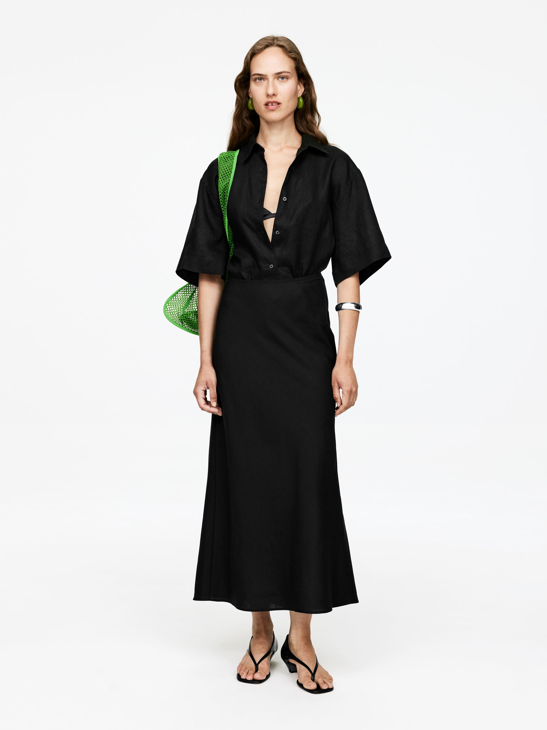 Linen-Blend Skirt – Black – Women – Arket Gb