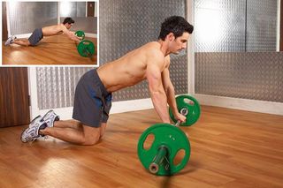 Man demonstrating barbell rollout