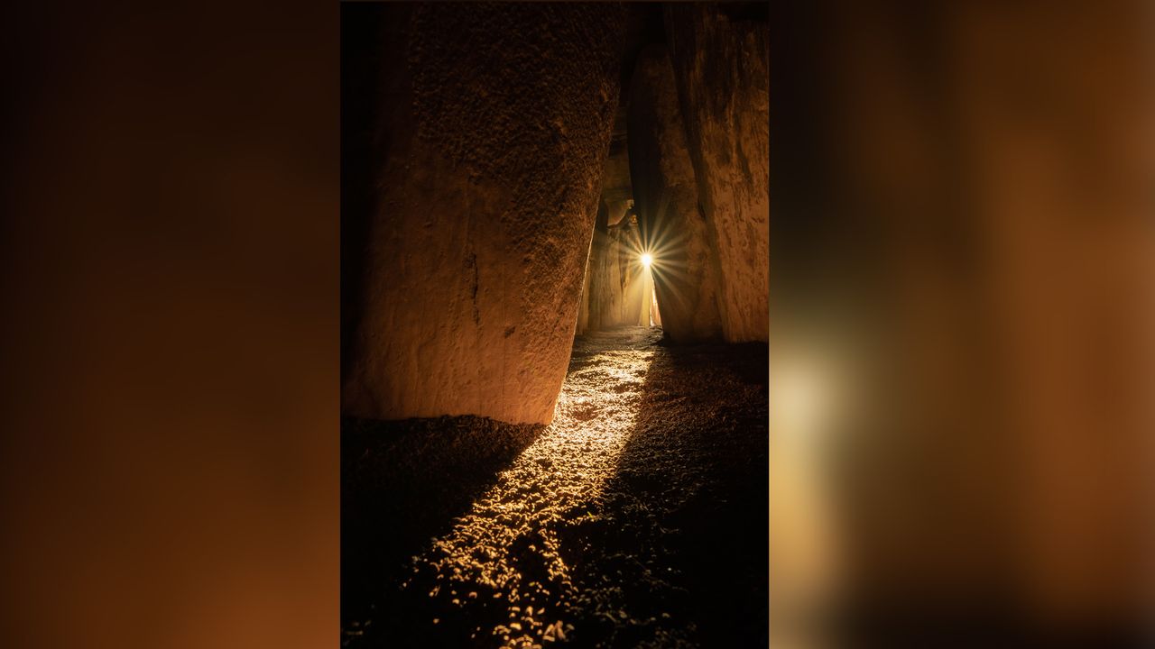 The bones were found in a recess at the end of a long passage within the Newgrange tomb, which is illuminated by the rising sun for a few days around midwinter each year.