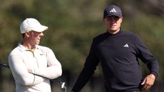 Rory McIlroy and Ludvig Aberg at the Pebble Beach Pro-Am
