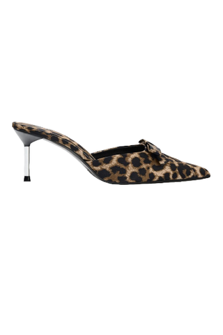 Animal Print Bow High Heel Mules