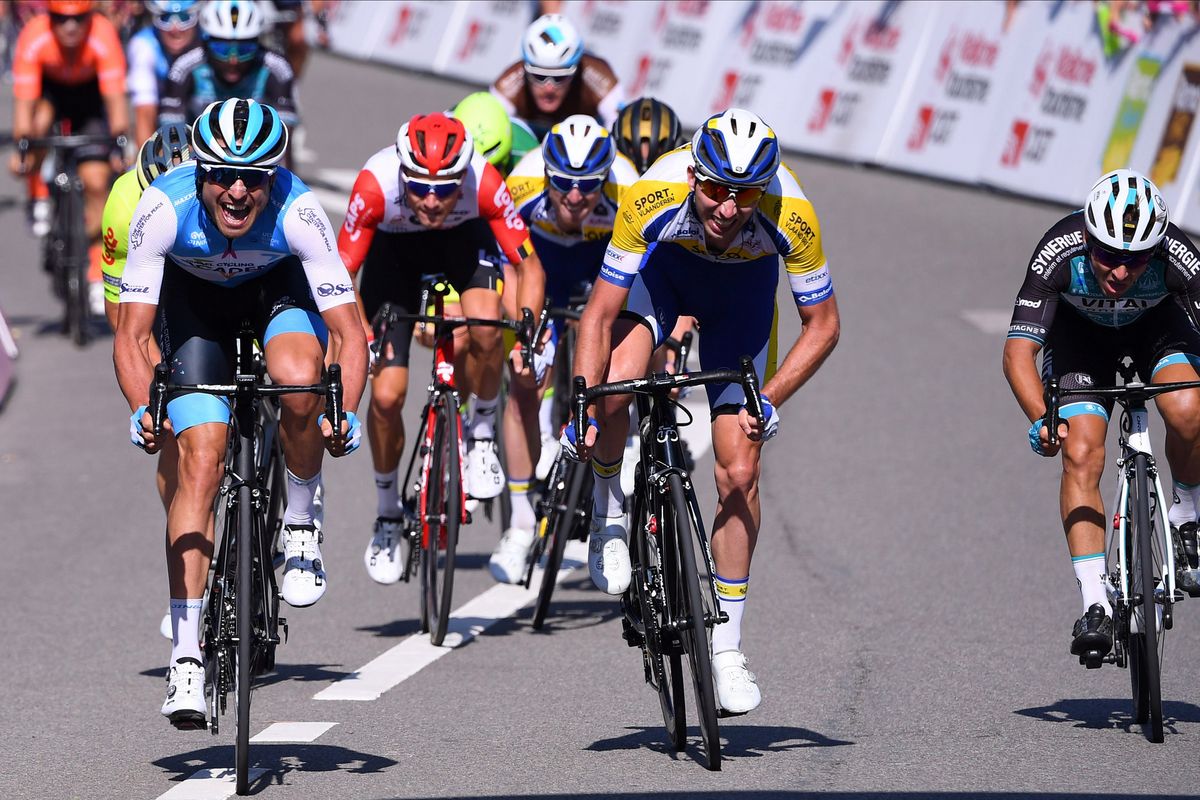The sprint on stage 3 of Tour de Wallonie