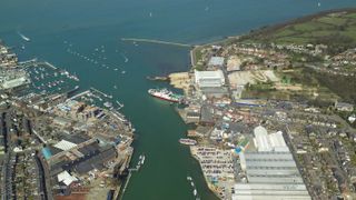 Aerial view of Cowes and East Cowes on the Isle of Wight
