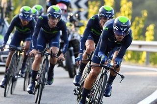 Team Movistar finish second in the team time trial