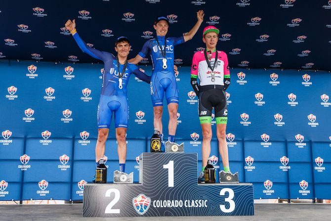 Gavin Mannion (UnitedHealthcare) tops the podium after stage 2 of the 2018 Colorado Classic