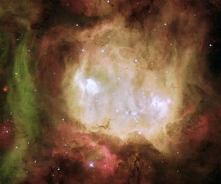 The Ghost Head Nebula , NGC 2080, is actually a star forming region in the Large Magellanic Cloud, a satellite galaxy of our own Milky Way Galaxy.
