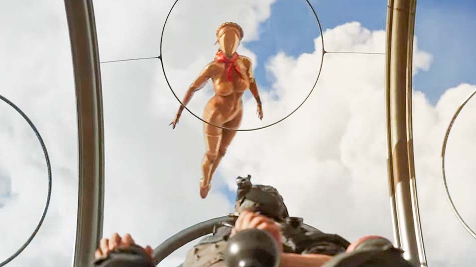 Screenshot of Atomic Heart 2 showing a flying robot.