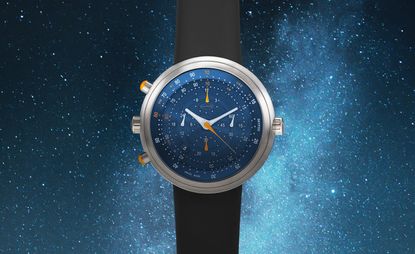 Ikepod Skypod watch designed by Claesson Koivisto Rune against starry backdrop
