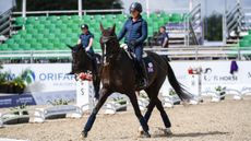 Sophie Wells and Don Cara M enjoy their arena familiarisation session at the World Para Dressage Championships