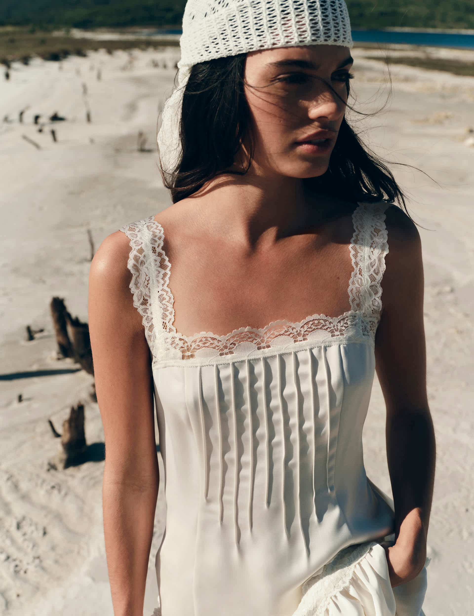 Satin Lace Insert Mini Skater Dress