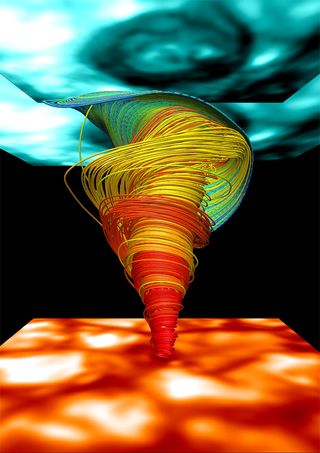 3D Numerical Simulations of a Magnetic Tornado 