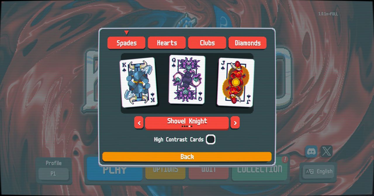 A series of screenshots showing the new card skins for Balatro's newest update.
